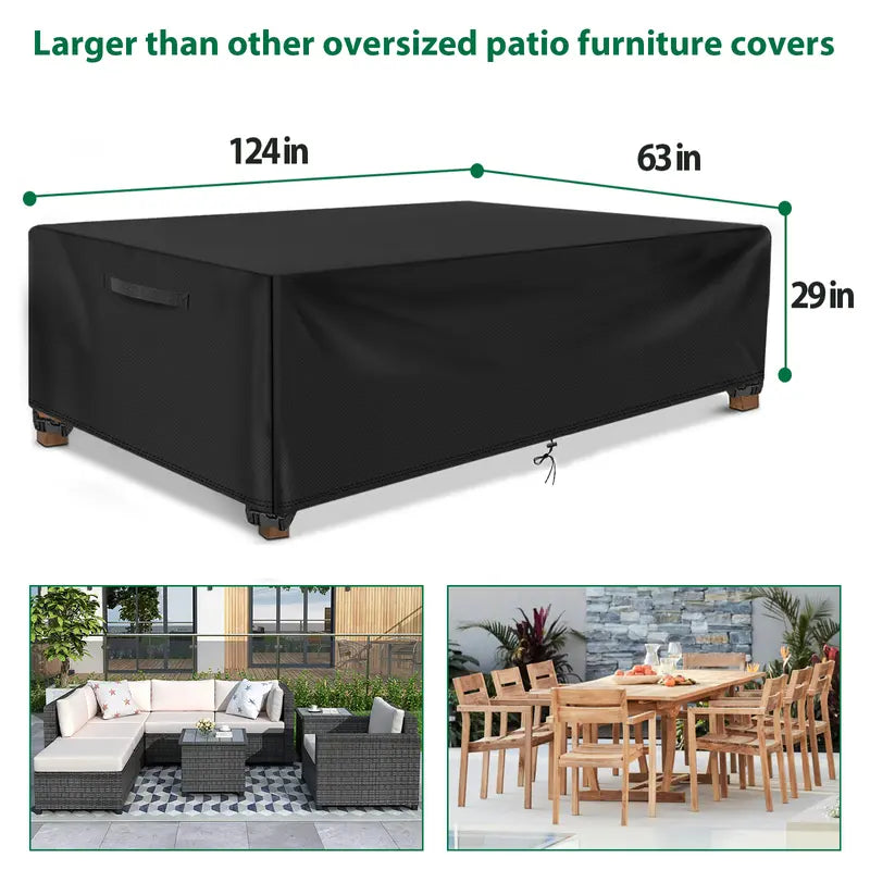 Extra Large Waterproof Patio Furniture Cover 124 × 63 in
