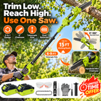 🌳Garden Find | 2-in-1 Cordless Pole Saw & 8" Mini Chainsaw with 2 Batteries