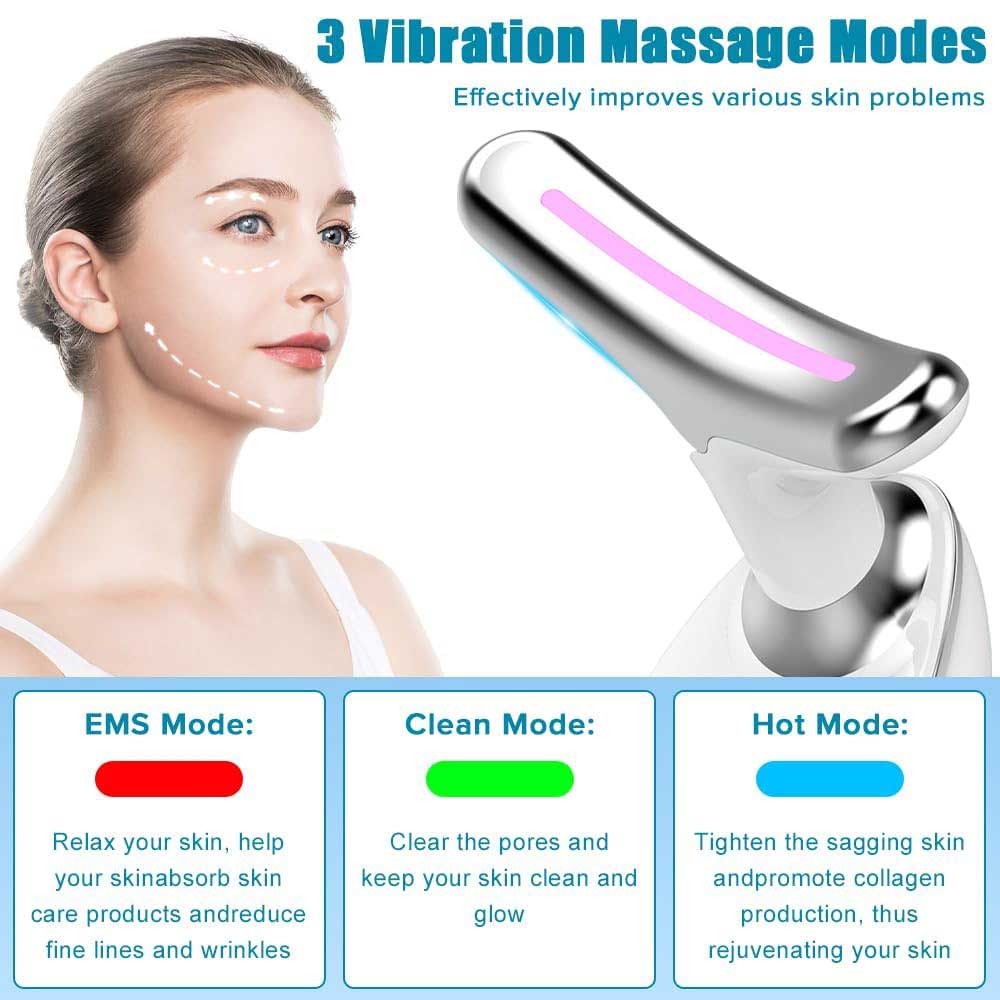 Neck Face Massager Face Sculpting Tool 3 Colour Modes And Vibration For Facial Massager For Double Chin