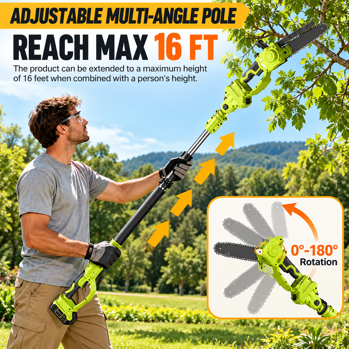 🌳Garden Find | 2-in-1 Cordless Pole Saw & 8" Mini Chainsaw with 2 Batteries